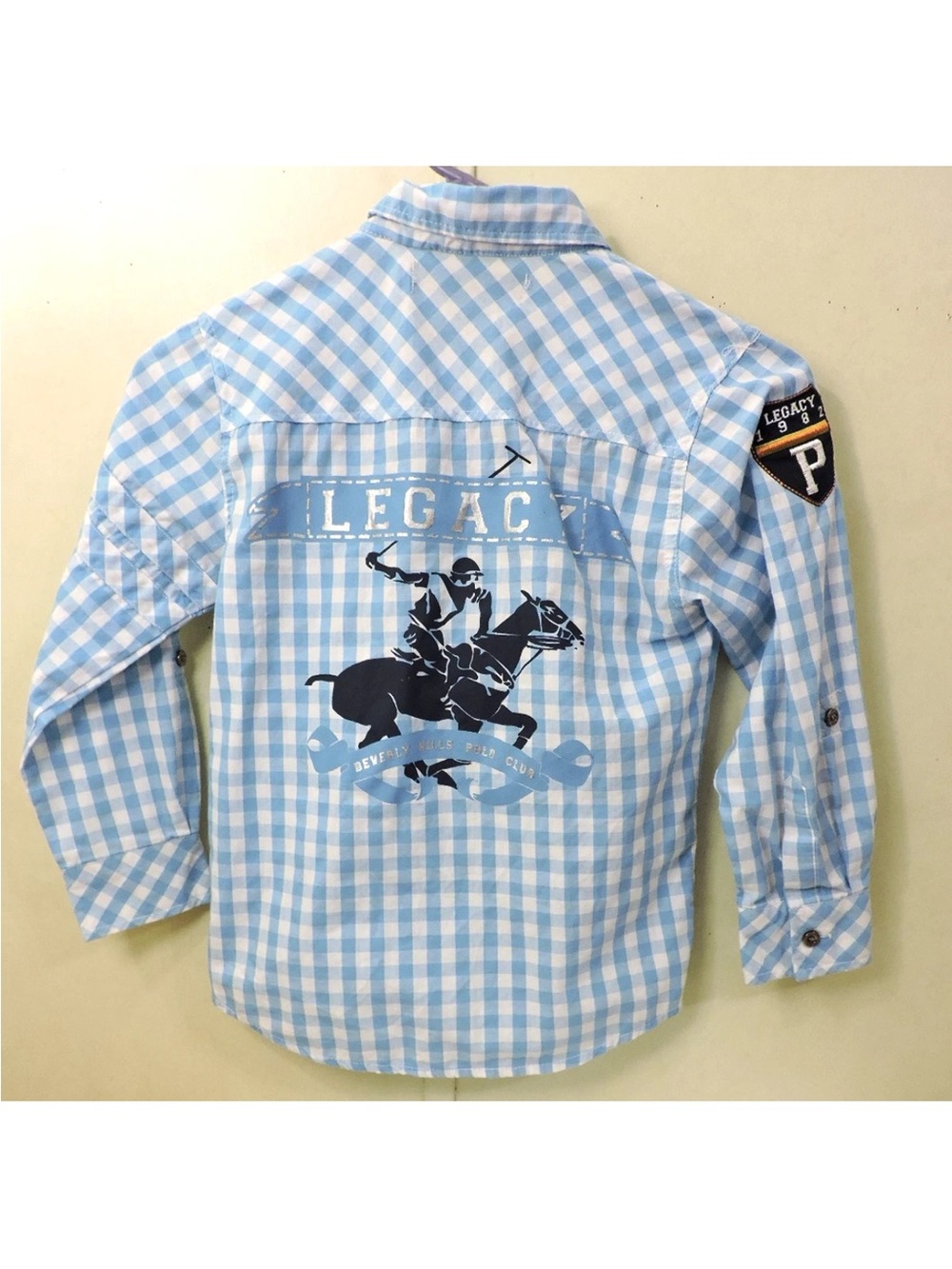 Beverly Hills Polo Club Boys Button-Up Plaid Shirt Size L (7) Legacy